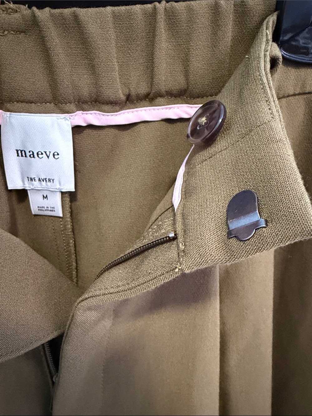 Maeve The Avery Wide Leg Pleated Trousers Olive Green Size M - Picture 8 of 10